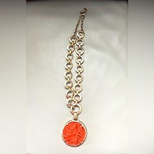Chic Gold and Orange Pendant Necklace